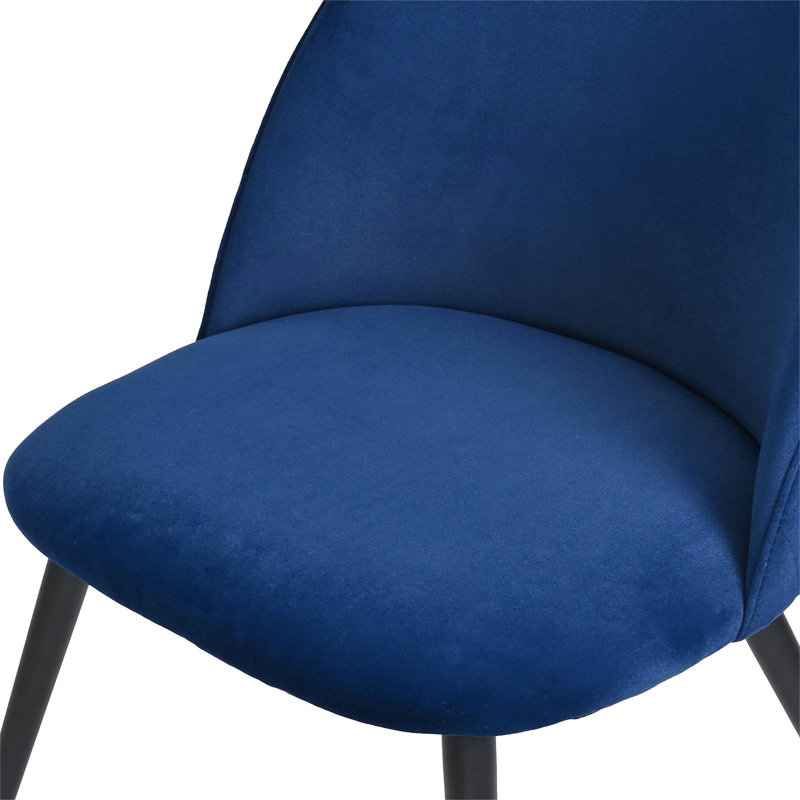 Chaise d'appoint rembourrée capitonnée en bois manufacturé, Bleu marine