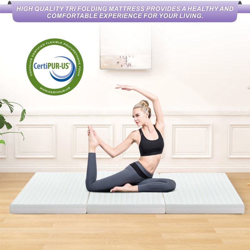 Driffield Tri-fold 6'' Memory Foam Mattress, Portable Folding Murphy Bed Mattress with Washable Cover