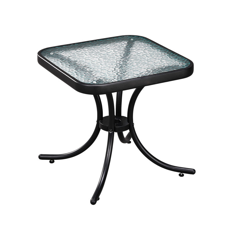 18In Square Outdoor Side Table,Black, Black