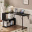 Bureau d'ordinateur en L avec tablettes ouvertes et armoire de rangement - Poste de travail moderne pour adultes-1046780936