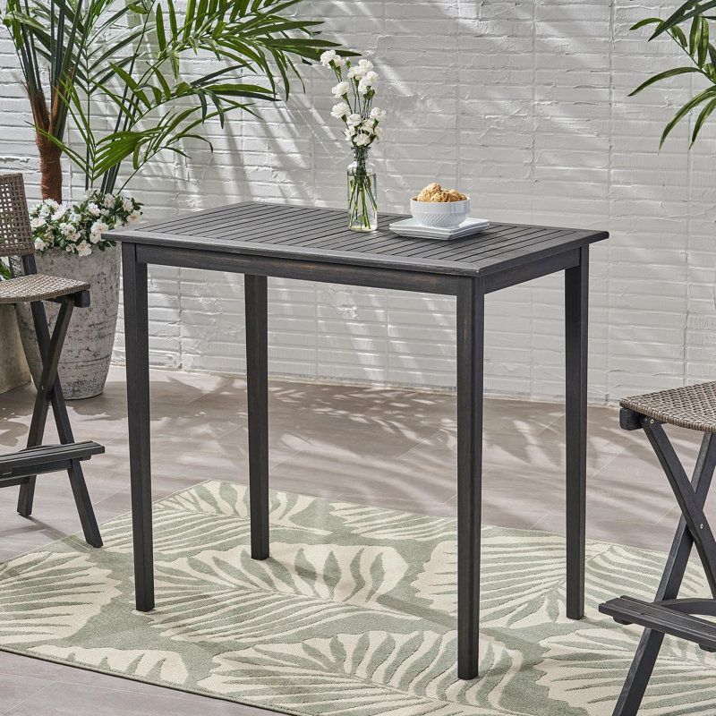 Table d'extérieur en bois, finition gris foncé, style minimaliste, 40,00 couleur, idée, 40 po de hauteur, nécessite un assemblage