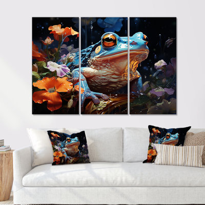 Blue Frog On Glass Effect - Frogs & Toads Wall Decor Set