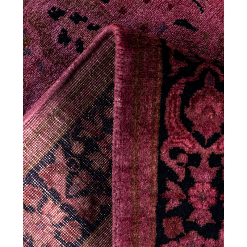 Overdyed Hand-Knotted Wool Modern-Contemporary Purple Runner 2' 7" x 8' 3"