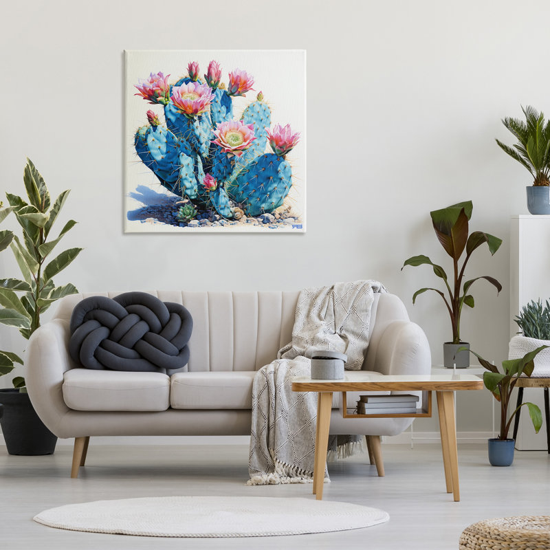Art mural Prickly Cactus Blossoms, par RB, H 36 po x l 36 po