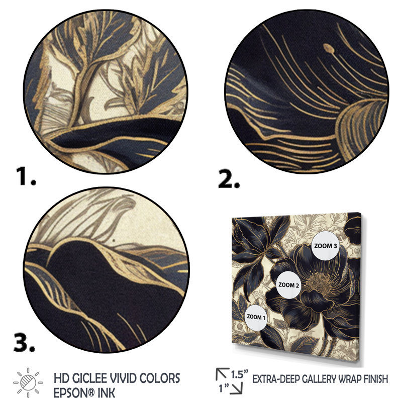 Impression sur toile Meghan Blue Gold Carnation Flower I sur toile, H 16 po x l 16 po x P 1 po, Encadrement doré