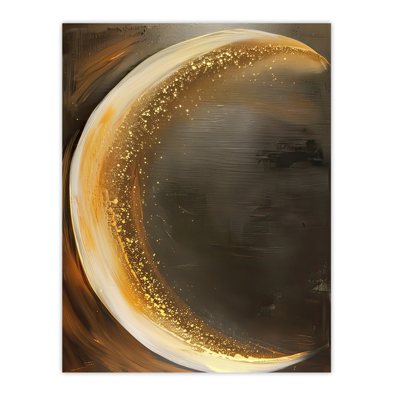 Crescent Moon Oil Painting Sparkle Wall Art Print