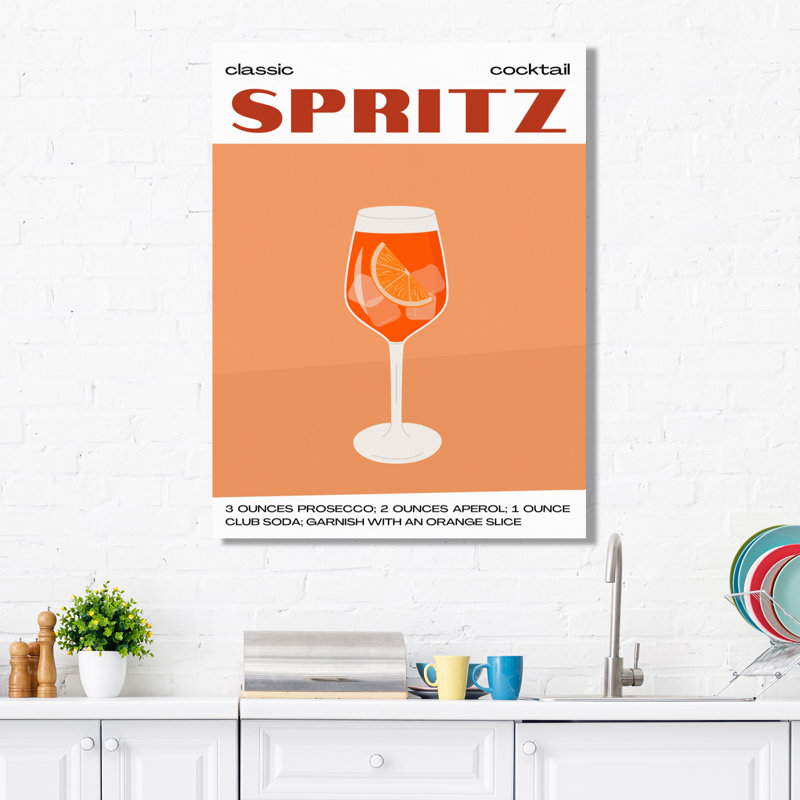 Orange Spirz Cocktail Party - Art mural cocktails, Toile tendue, H 20 po x l 12 po