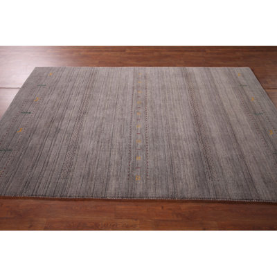Tapis gris et brun à motif indien Gabbeh 5