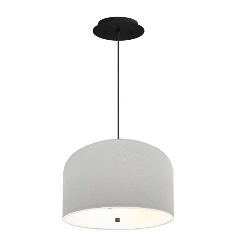 Luminaire suspendu tambour 2 lumières, Noir, Blanc
