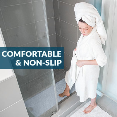 Tapis de douche rectangulaire antidérapant pour salle de bain, 16 po x 35 po, crème