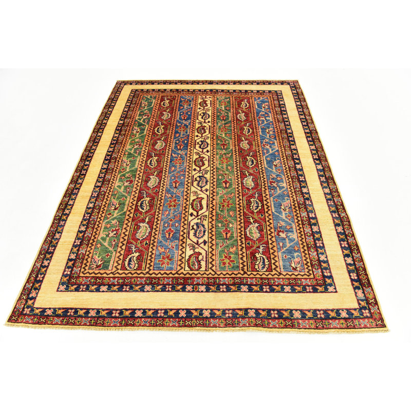 Tapis de zone en laine 5 pi x 6 pi 4 po one-of-kind noué la brown Denver