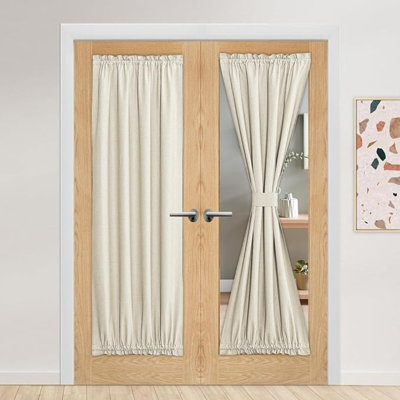 Rideaux 100% occultant pour l'intimité, rideaux en lin isolant de maison de campagne pour la porte arrière arrière (beige clair, 1 panneau, l 36 po x L 72 po) NICETown