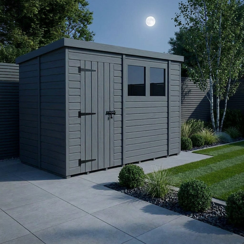Total Sheds 10ft x 5ft Composite Pent Garden Shed - Single Door - With Windows - EPDM Rubber Roof - UK Manufactured