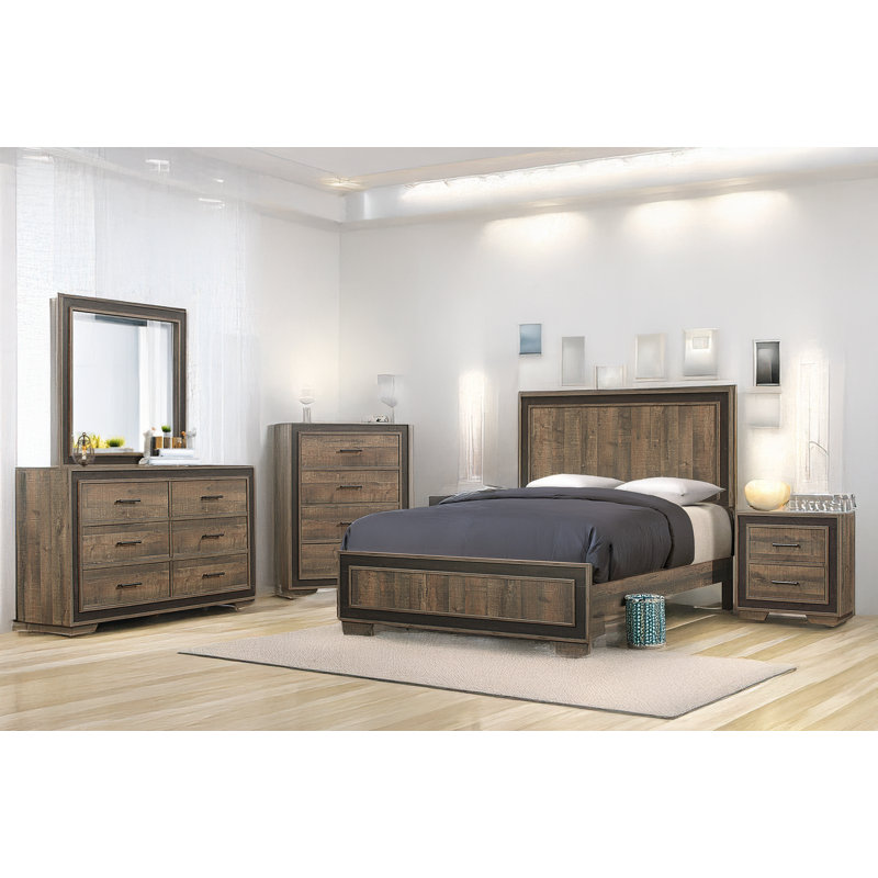 Oceane Mahogany Rustic Panel Bedroom Set, Double