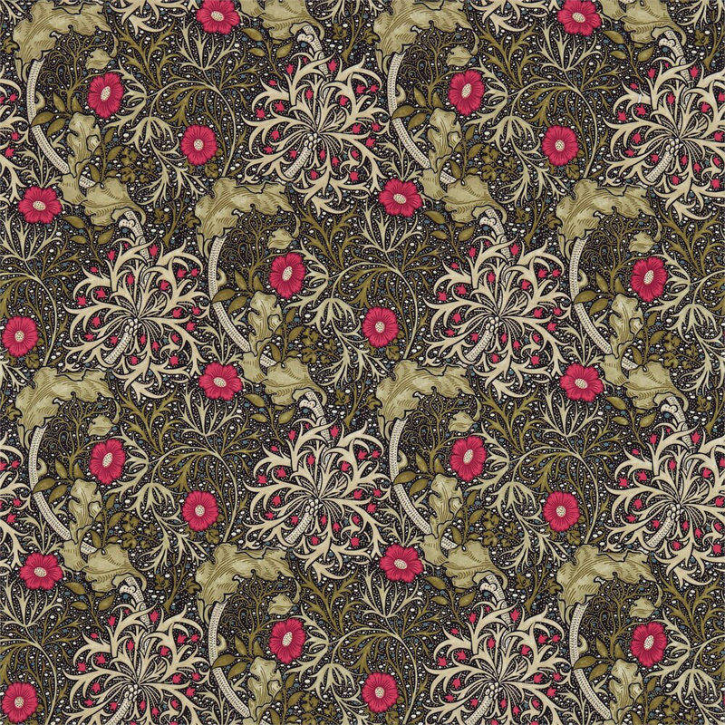 Seaweed Fabric, Ebony/Poppy
