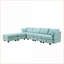 Sectional Sofa, Modern 6-Seat U-Shape Modular Convertible Sofa Bed with Reversible Chaise &amp; Storage Seats | Linen | Light Green-796631524