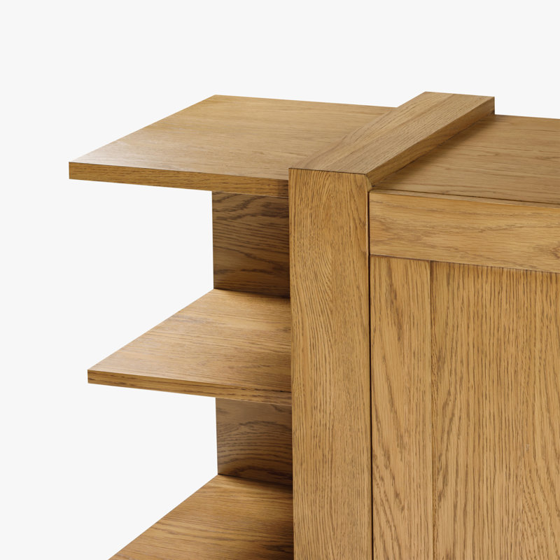 Buffet à portes fermées magnétiques en bois de chêne massif 72 po pour salle à manger et entrée