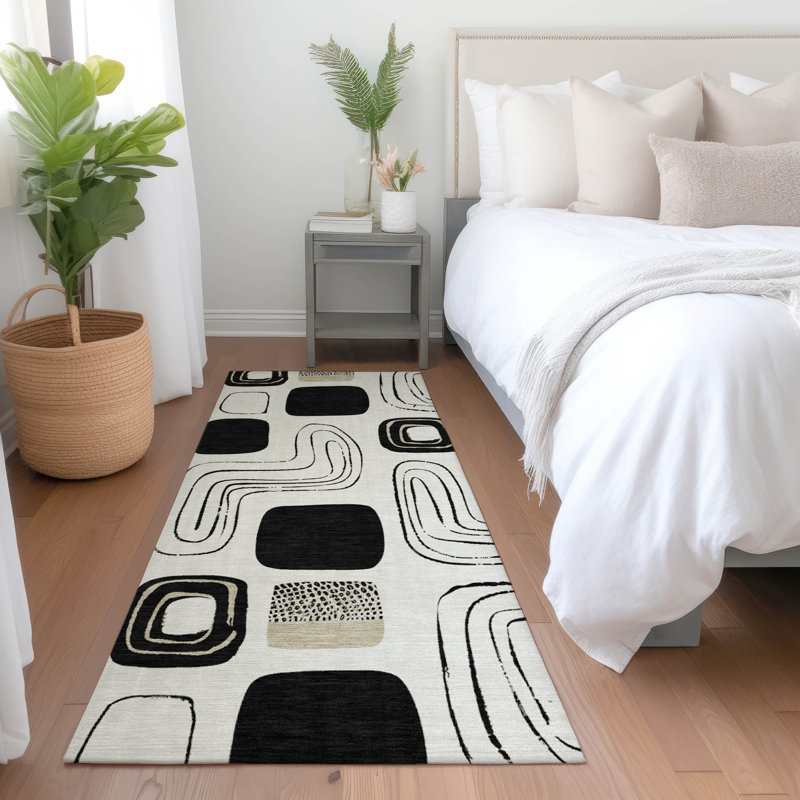 Tapis intérieur / extérieur ivoire Aelira, 2'3" x 7'6"