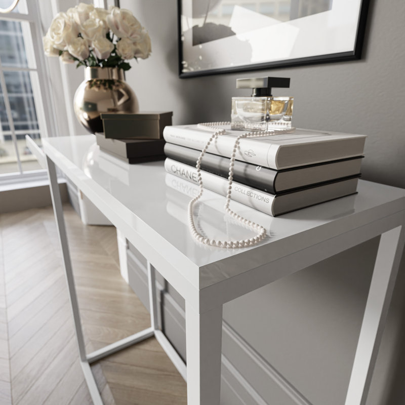 Burmaster Console Table, White, White, 80cm H x 100cm W x 30cm D