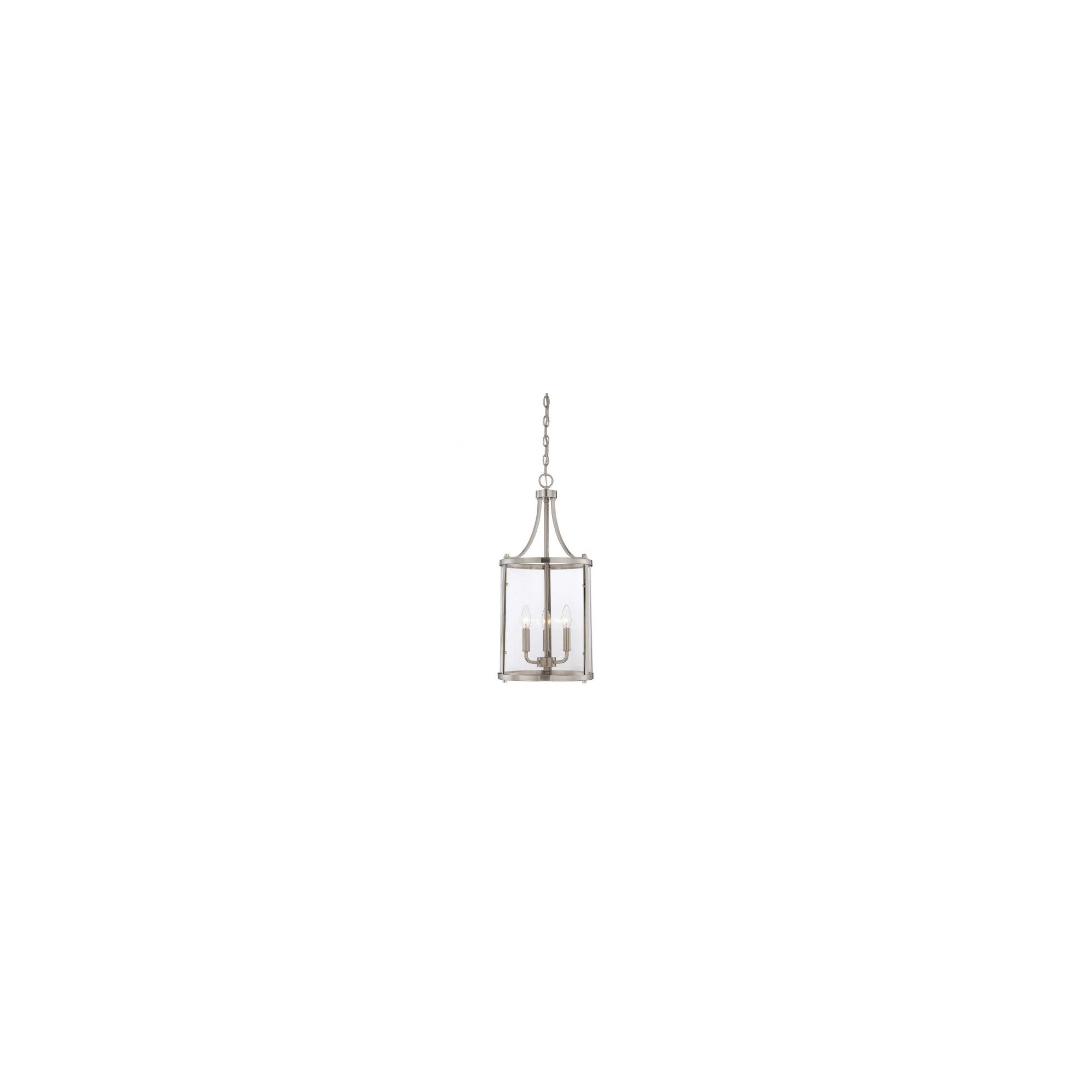 Wayland Dimmable Lantern Chandelier, 26" H x 12" W x 12" D, 3 Lights, Polished Nickel