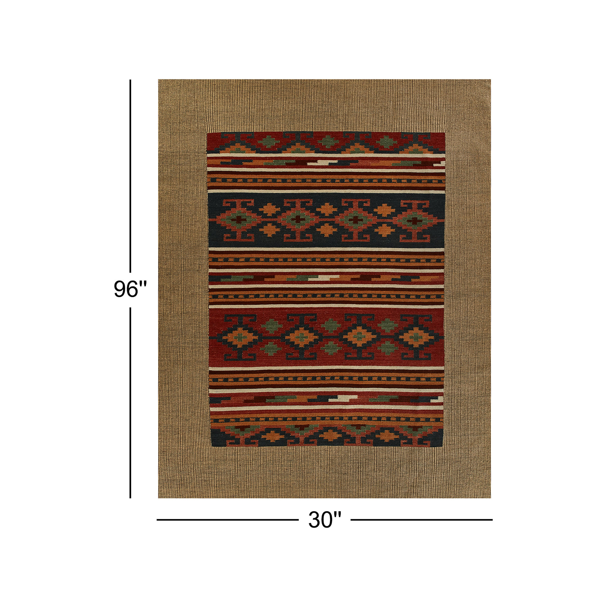 Momeni Adobe Hand Woven Wool and Jute Geometric Multi Area Rug, Runner 2'6" x 8'