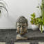 Statue de jardin en forme de tête de bouddha en bronze 16 po H MGO