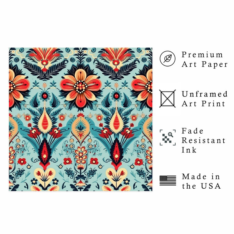 Motif bohémien abstrait, impression X12, H 18 po x l 18 po