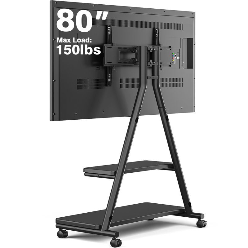 Rolling TV Stand for 43-80 Inch TVs up to 68 KG, Portable TV Stands on Wheels Height Adjustable