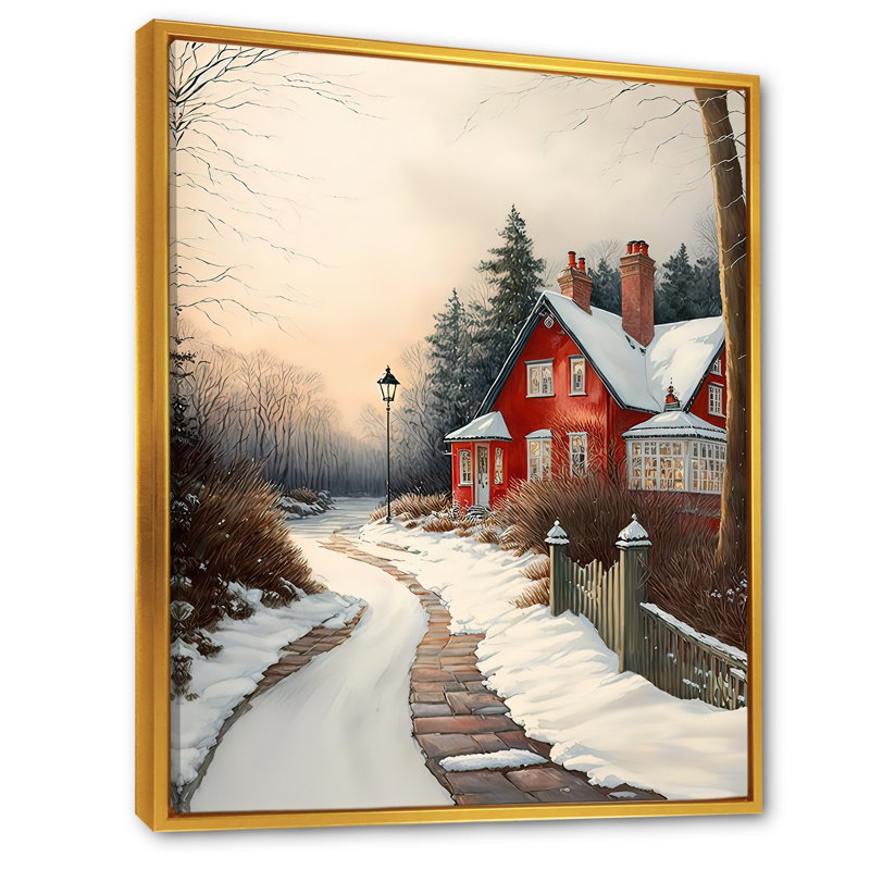 «Cold Winter View on the Country I», impression sur toile, H 40 po x l 30 po x P 1,5 po, Toile avec cadre flottant or