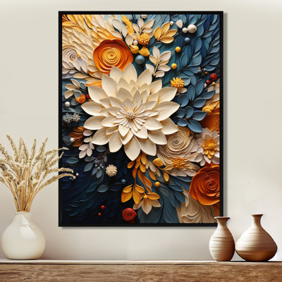 «Orange Teal Botanical Whirlwind IV - Abstract Botanicals», reproduction d'art sur toile