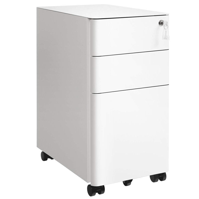 30cm Wide 3 -Drawer File Cabinet, White