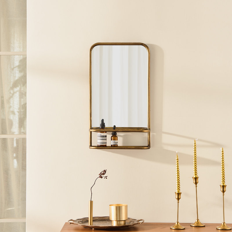 Metal Rectangle Mirror with Shelves