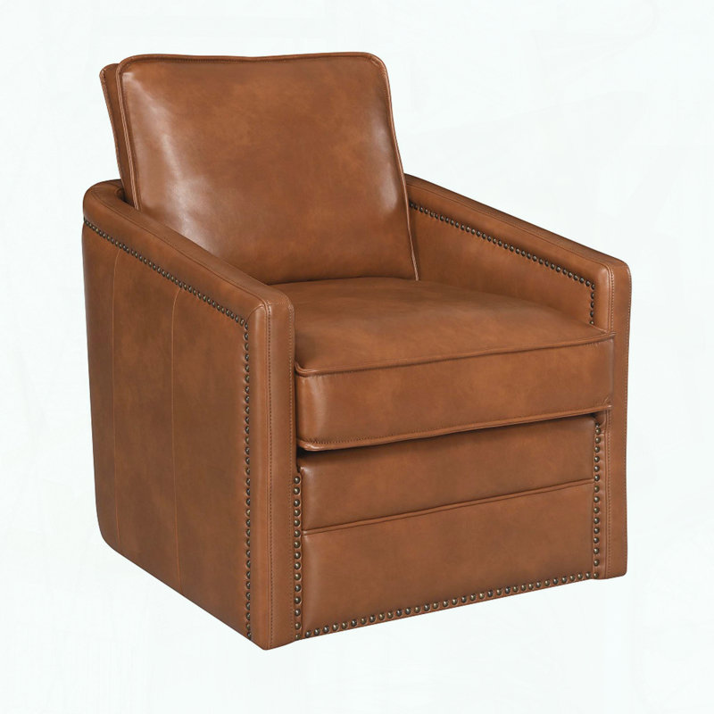 Fauteuil d'appoint pivotant brun avec coussins réglables