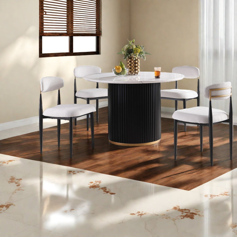 Ensembles de table de salle à manger modernes et peu encombrants avec plateau en faux marbre pour la cuisine