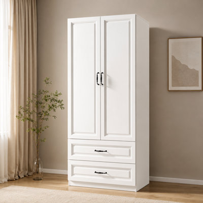 2-Door Wardrobe Closet with 2 Drawers