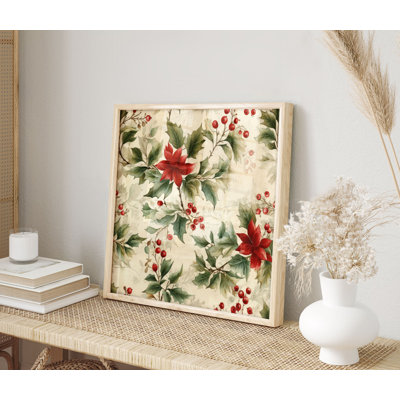 Motif floral de Noël botanique, reproduction d'art classique sans cadre