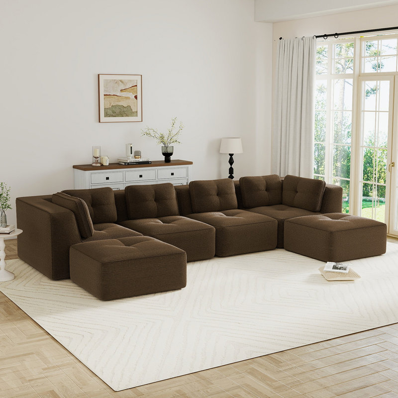 Canapé modulaire Modern, H 27,1 po x l 151,9 po x P 40,9 po, Brun