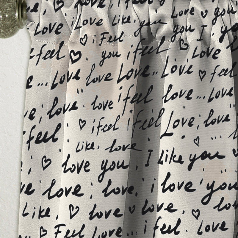 I feel LOVE Text Pattern - Abstract Eclectic Blackout Curtain Single Panel, 52" W x 90" L