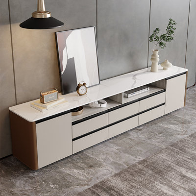 Cream style high floor-to-ceiling TV cabinet