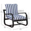 Chaise d'extérieur Asa revêtue de tissu rayé bleu et blanc