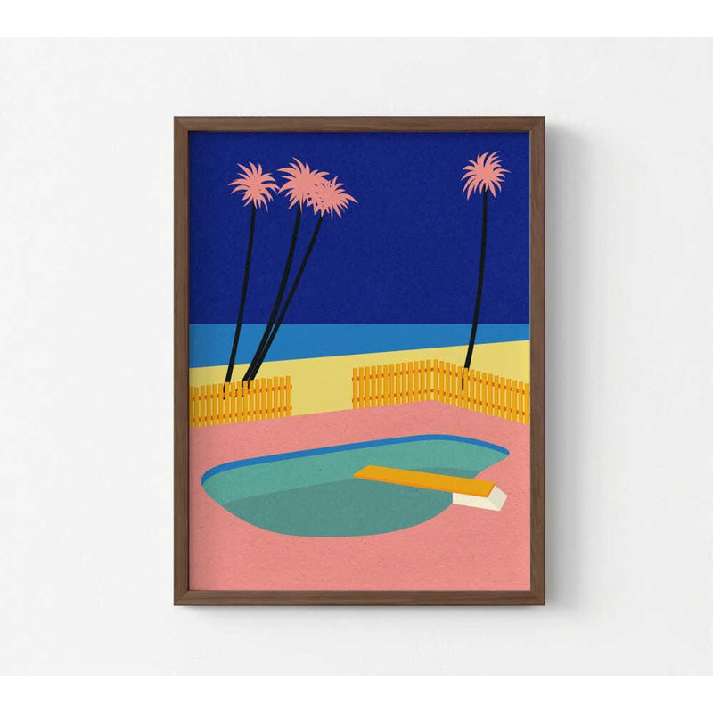 Palm Springs, affiche au bord de la piscine, impression d'art rétro moderne et désertique, H 40 po x l 30 po, Brun