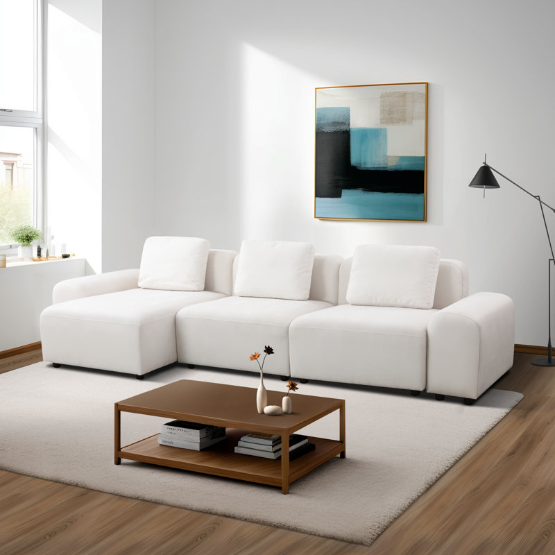 Ensemble de canapé modulaire en forme de L minimaliste en microfibre 4 pièces 127,5 po Amram