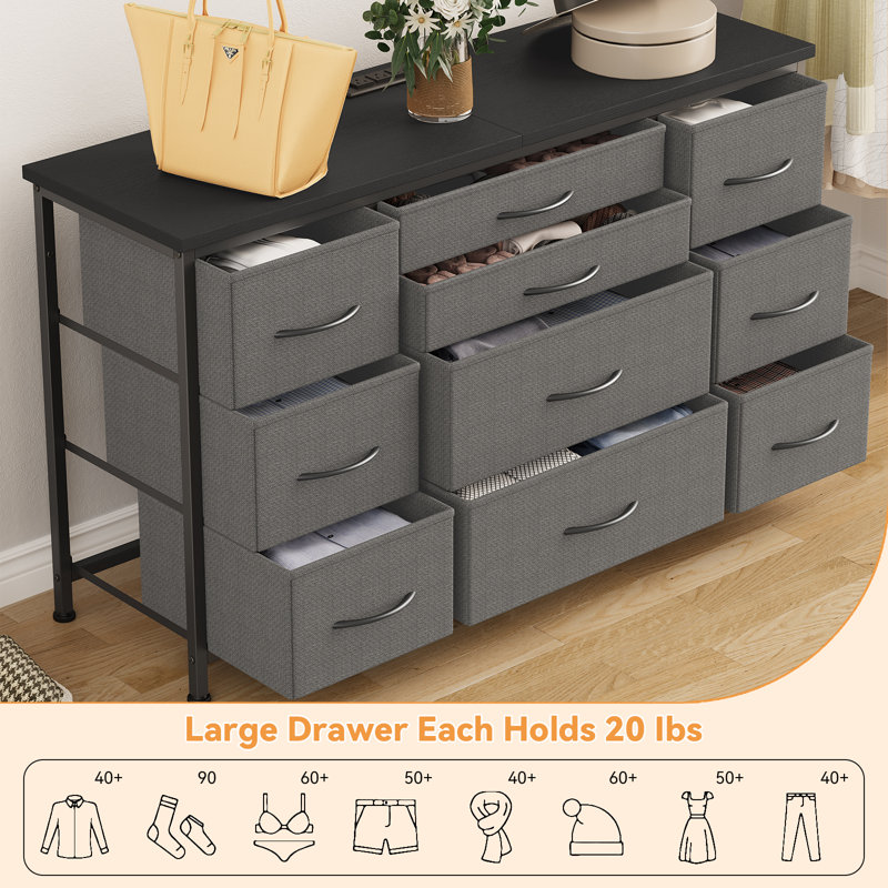 Commode 10 tiroirs, Gris