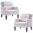 Upholstered Armchairs With Solid Wood Legs, Wide Boucle Accent Chairs