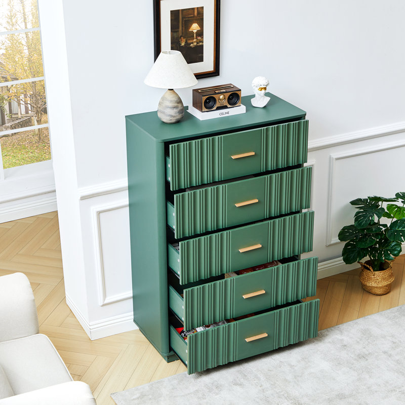 Commode à 5 tiroirs avec commode, Vert