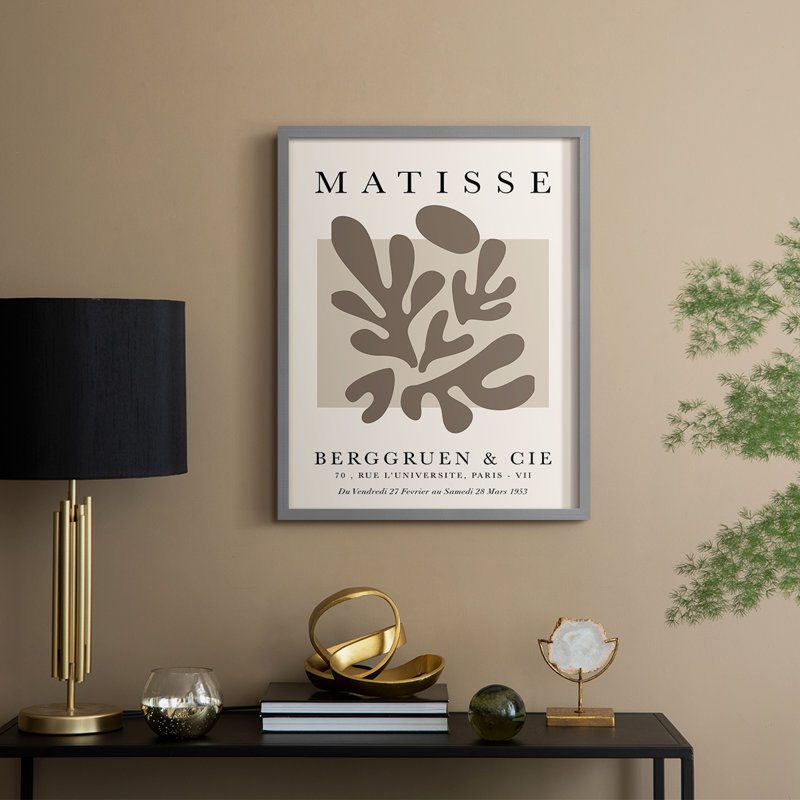 Matisse CCxxviii, reproduction d'art encadrée - bois massif, H 11 po x l 9 po, Gris