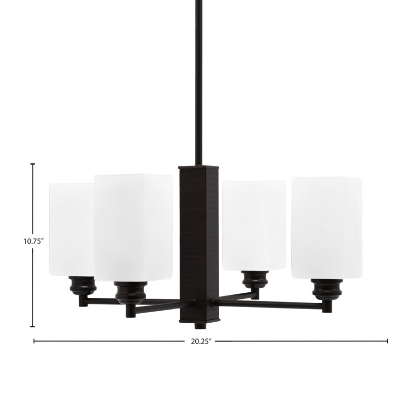 Lustre 4 lumières Edge avec verre carré en marbre blanc de 3,5 po, Espresso