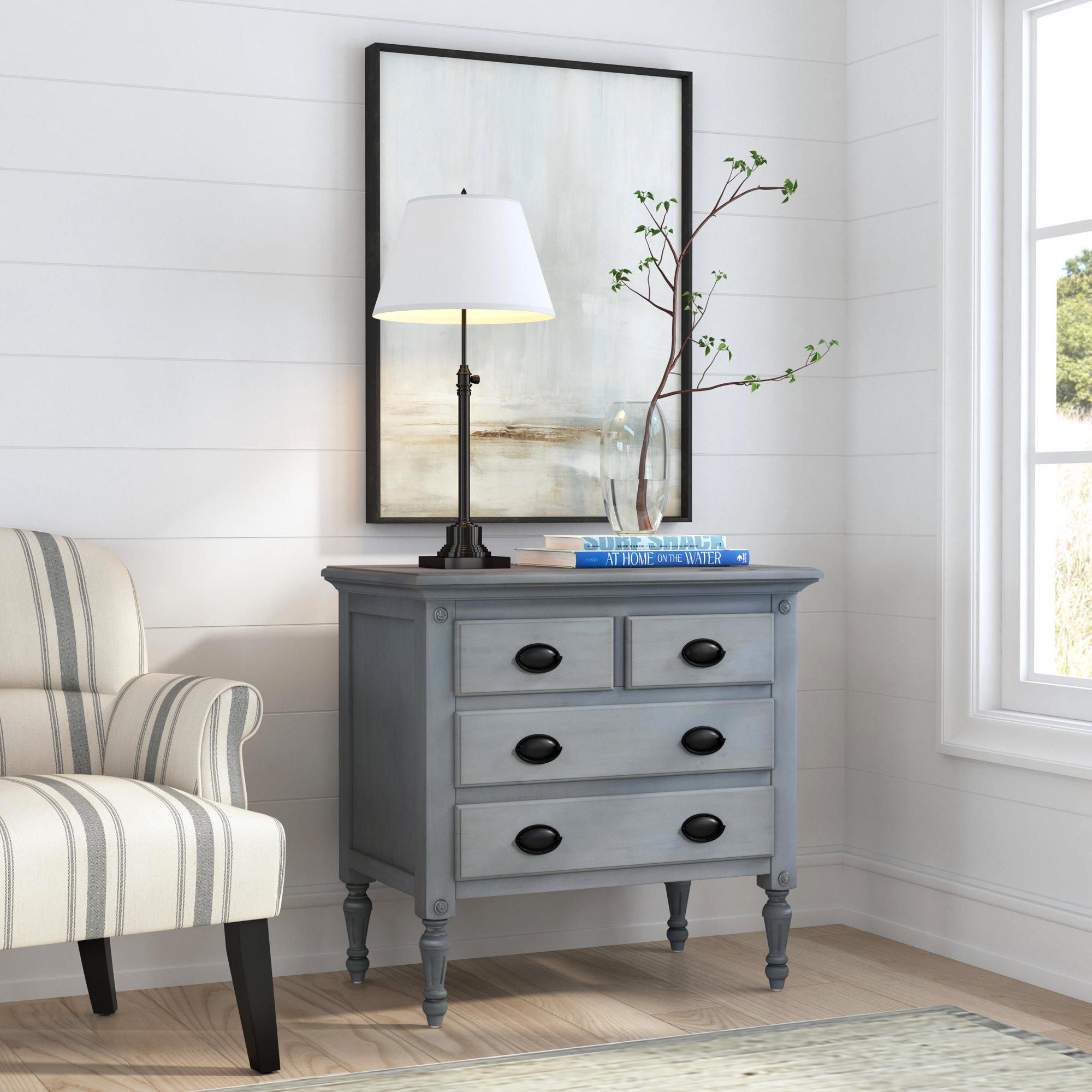 Eros 4 Drawer Accent Chest, Gray