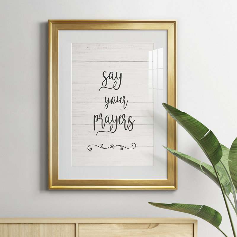 Say Your Prayers - Art textuel avec cadre photo, H 22,5 po x l 30,5 po x P 1,5 po, Or