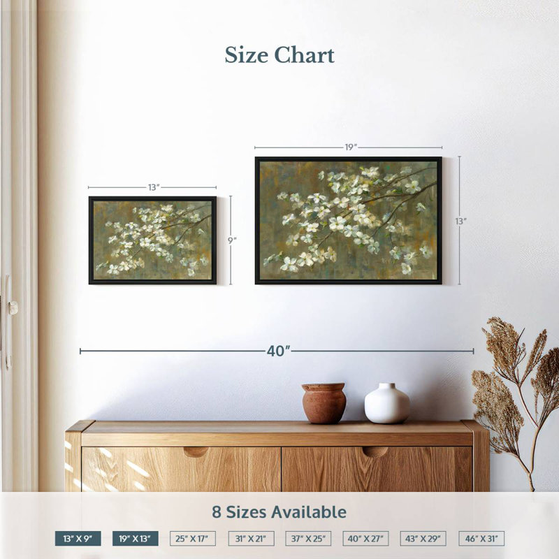 Dogwood In Spring, Floating Frame Black, 13" X 9"